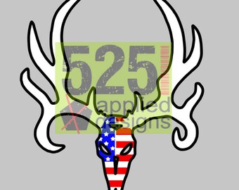 Download Deer Hunter American Flag Skull Cutting File Studio 3