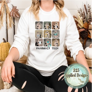 Ghost Pharmacy Tech printing file, no background, Jpg, PNG, dtf, sublimation, halloween, ghost, bats, 525 Applied Designs