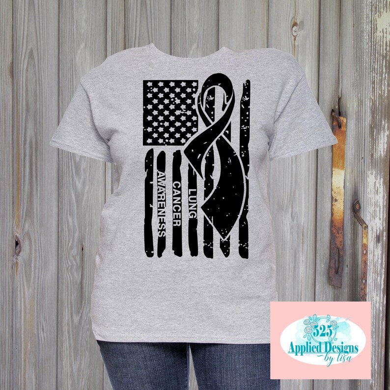 Lung Cancer Awareness Ribbon American Flag Cutting File Etsy