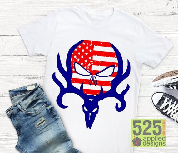 Download Deer Hunter American Flag Skull Cutting File Studio 3 | Etsy