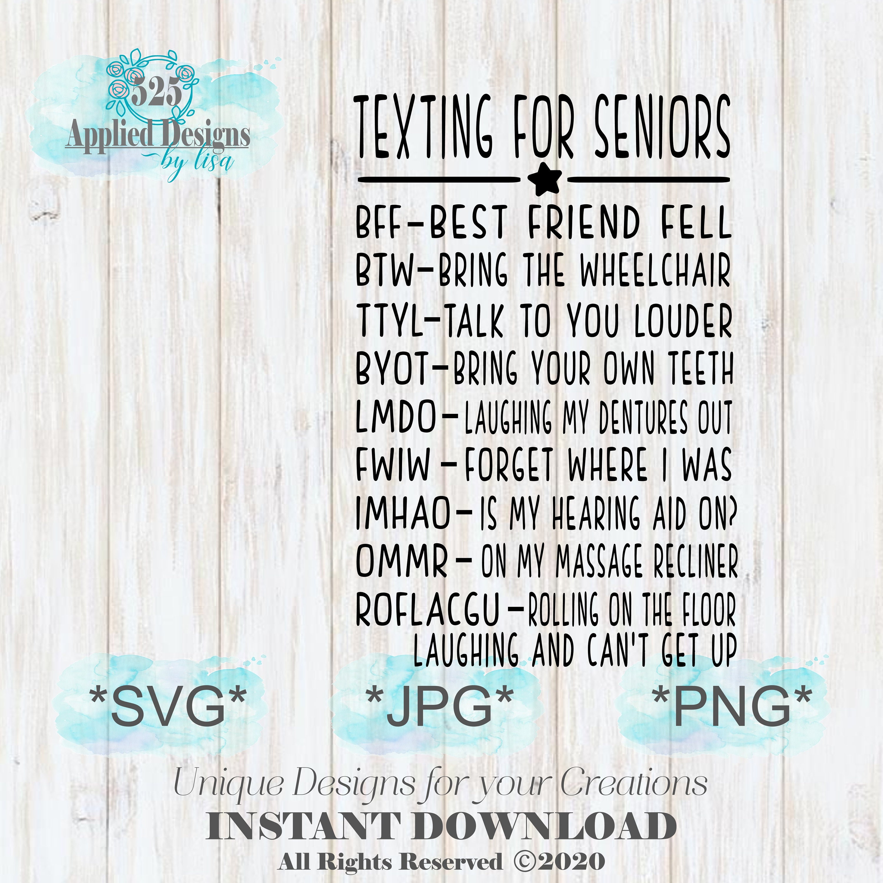 Texting for Seniors Cutting File Silhouette Cricut Jpg Png - Etsy