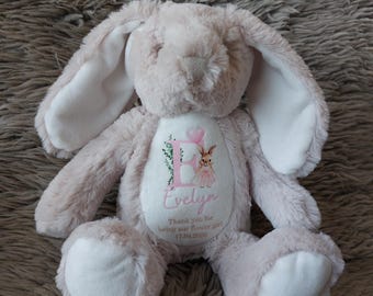 Personalised Flower Girl Bunny, Soft Plush Keepsake Gift, Thank You Flower Girl Gift