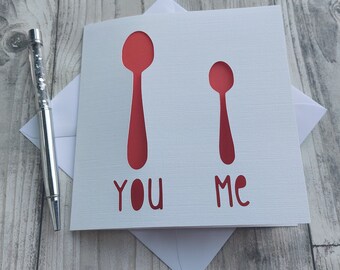 Big Spoon Little Spoon Valentines Card, Papercut Anniversary Card