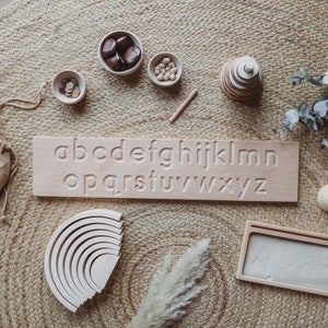 Wooden Alphabet Tracing Board - Montessori Learning Resource