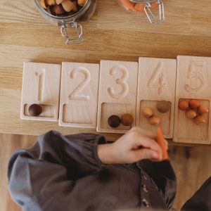Wooden Number Counting Trays - Montessori Learning Boards