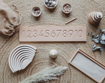 Wooden Number Tracing Board - Montessori Learning Resource