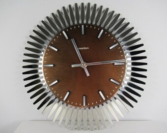 1970s Acctim Sunburst Wall Clock, Retro