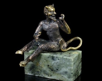 Souvenir Damn Devil Méphistophélès Démon Figurine Cadeau Bronze Serpent Naturel Pierre