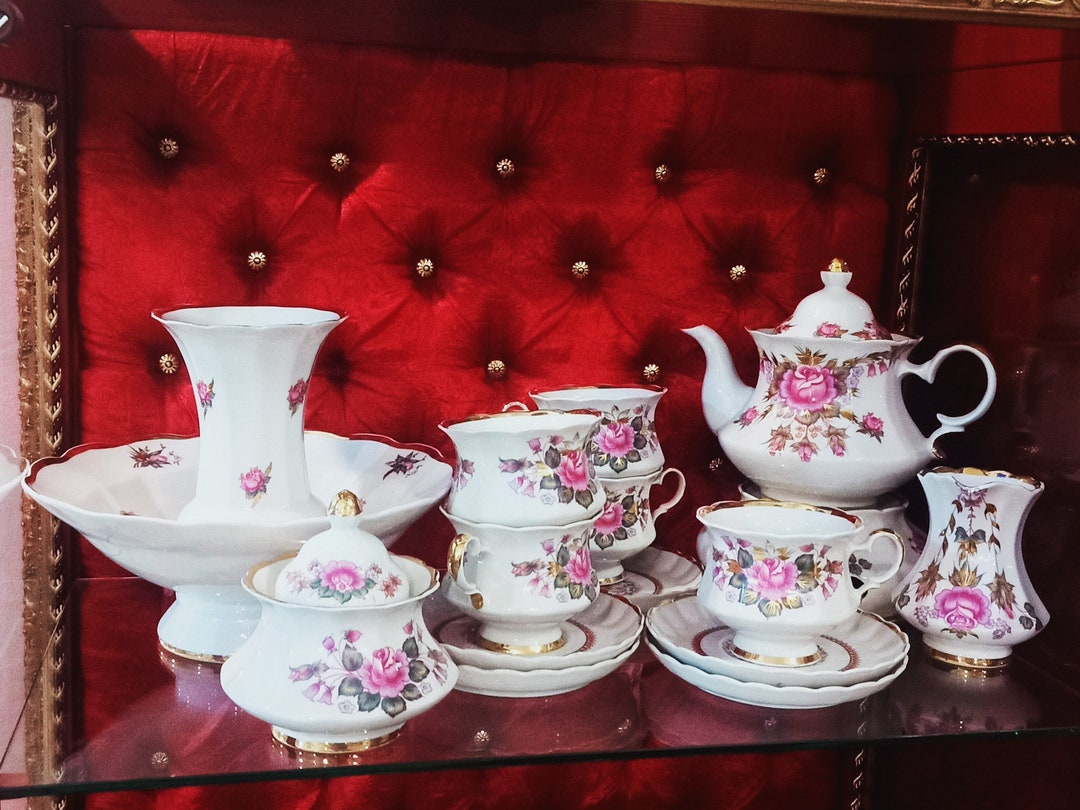 Vintage SET Large Porcelain Tea Set Ukraine Korosten Tableware Etsy