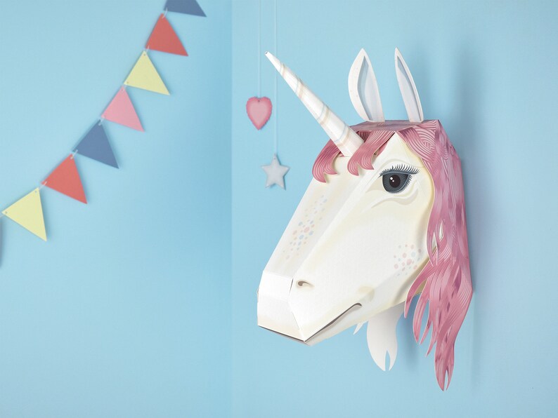 Make Your Own Magical Unicorn Friend Wall Mounted Paper Model - Unicorn Head Wall Mount H M Make Your Own Magical Unicorn Friend Wall Mounted Paper Model - Unicorn Head Wall Mount H M