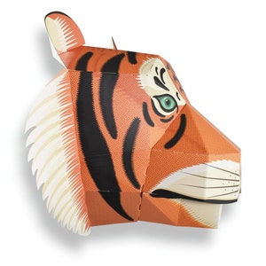 Create Your Own Majestic Tiger Head wall mounted paper model image 3