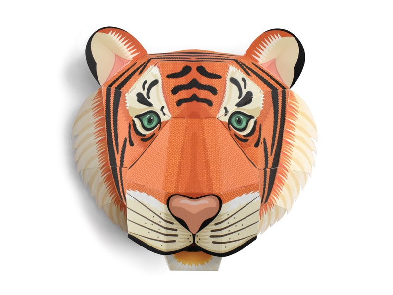 Create Your Own Majestic Tiger Head wall mounted paper model image 5