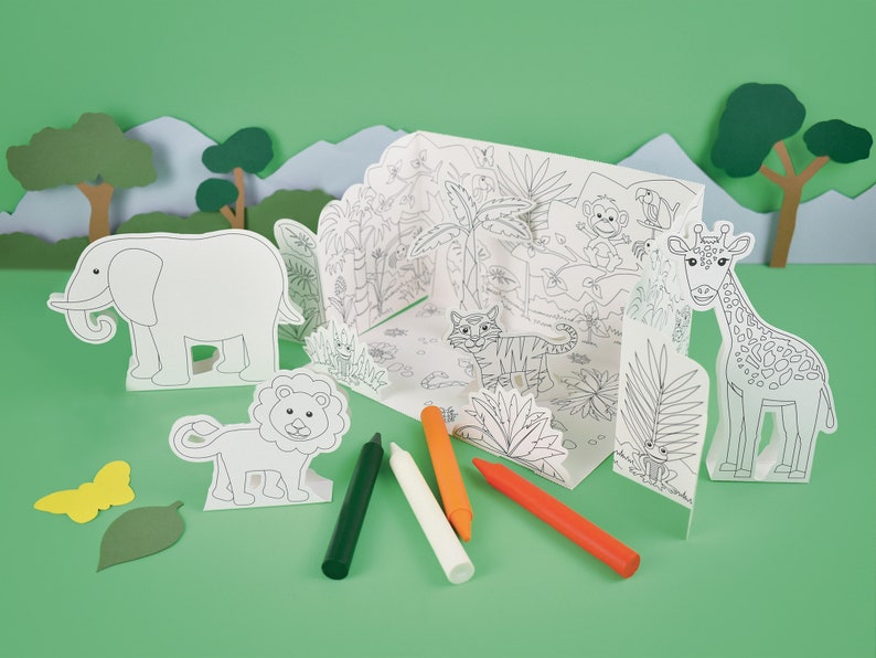 Colour In Pop-Up Jungle Fold Out Play Scene image 1