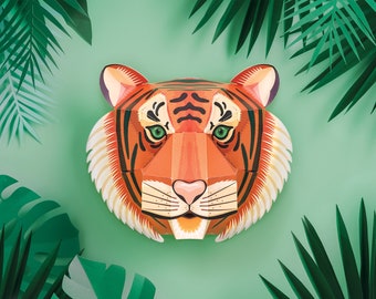 Create Your Own Majestic Tiger Head wall mounted paper model