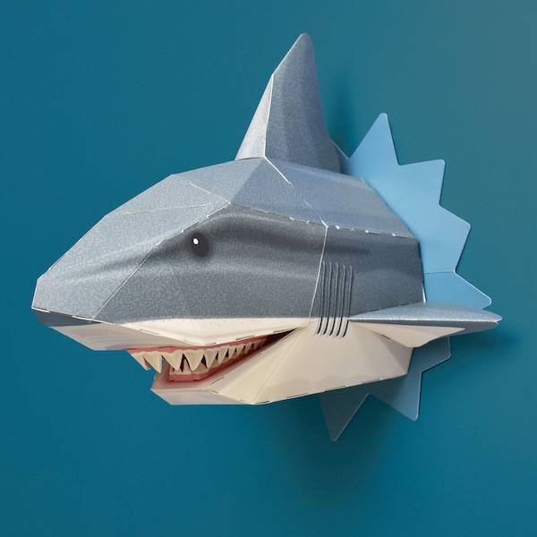 Create Your Own Snappy Shark wall mounted paper model