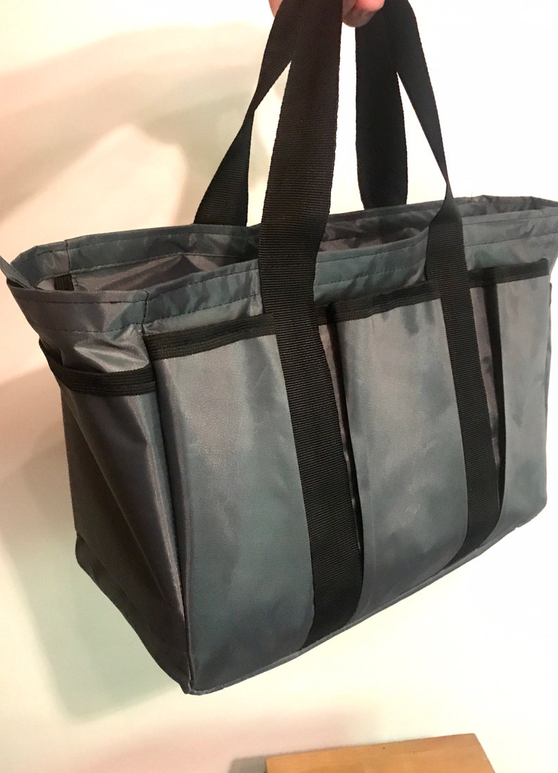 gray 10 pockets with zipper. Roomy bag for shopping picnic