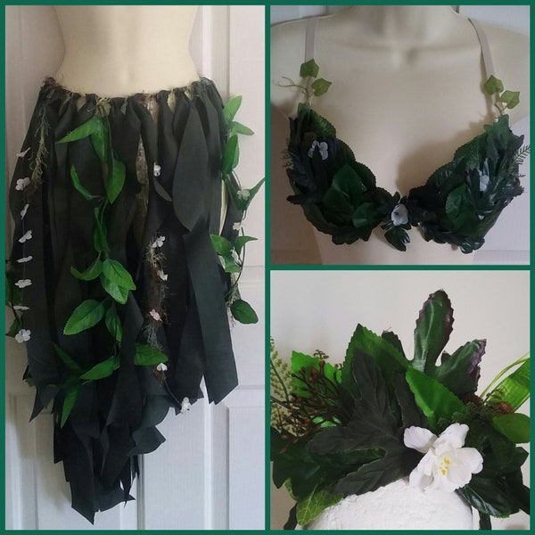 3 Piece Woodland Fairy Costume, FairySkirt, Fairy Top, Fairy Crown, Made to Order, Forest Nymph, Woodland Costume, Fairy Costume,Elf Skirt