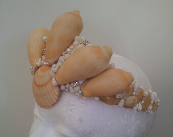 Ivory Gold Crystal Quartz Mermaid Crown Sea Shell Hair Head Alice Band Pink Gold Crystal Quartz Mermaid Crown Sea Shell Hair Head  main image 2