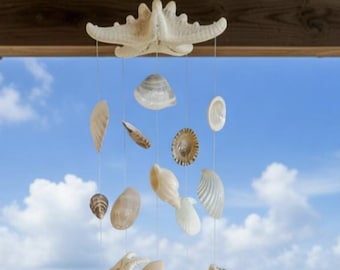 Seashell Wind Chime, Starfish windchime, windchime, garden decor, wall hanging, coastal decor