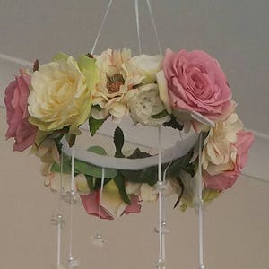 Flower Mobile, Floral Mobile, Floral Baby Mobile, Pink Nursery Mobile, Baby Girl Mobile, Crib Mobile, Pink Mobile, Baby Mobile, Boho Chic