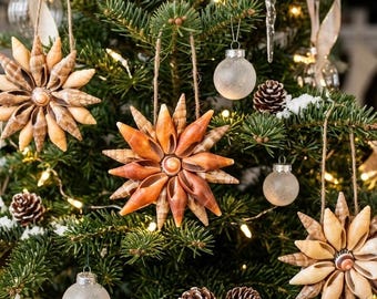 Seashell Christmas Ornament, Set of THREE, Beach Christmas Tree Ornament, Beach Ornament - Natural Shell Christmas Ornament