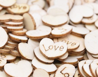 100Pcs Mini Wooden Love Heart Wedding Table Scatter, Table Scatter Wood Hearts, Rustic Wedding Confetti,Heart Table Scatter,Wood Love Hearts