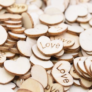 100Pcs Mini Wooden Love Heart Wedding Table Scatter, Table Scatter Wood Hearts, Rustic Wedding Confetti,Heart Table Scatter,Wood Love Hearts
