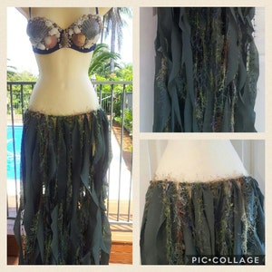 Mermaid Skirt, Made to Order Mermaid Seaweed Look Skirt, Mermaid Tail Alternative, Seaweed Skirt, Belly Dance, Mermaid Costume, seaweed image 6