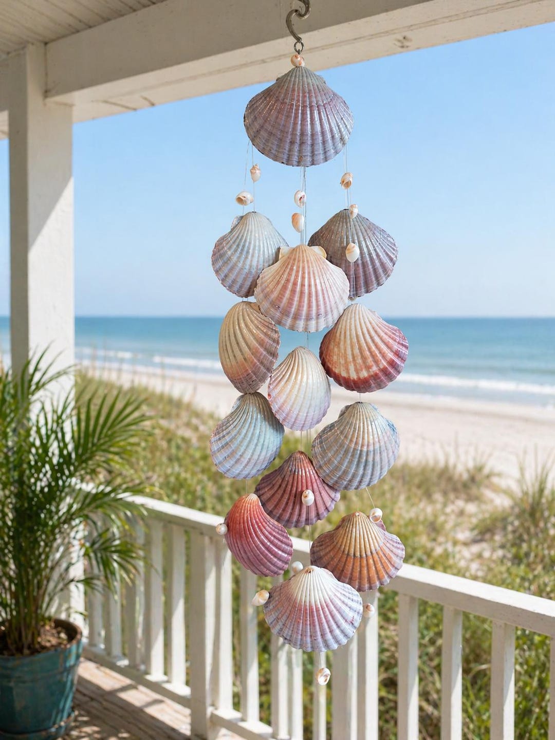 Seashell Wind Chime, Windchime, Garden Decor, Wall Hanging, Scallop ...