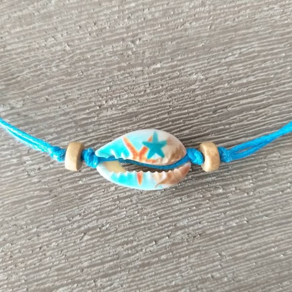 Cowrie Choker Necklace, Hippie Adjustable Shell Necklace, Gift for Her, Surf, Boho Beach Mermaid Necklace, Unisex, Seashell Necklace, Boho