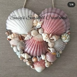 Seashell Heart Wall Decor, Wall Art, Sea Shell Wall Hanging, Valentines Gift, Heart Plaque, Gift for Mom, Mothers Day Gift, Gift for Mum