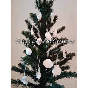 12 White Seashell Christmas Ornament, Set of 12 SMALL, Beach Christmas Tree Ornament, Beach Ornament - Shell Christmas Ornament