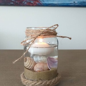 Mason Jar Candle Holder Seashell and Floating Candle Candle Holder Beach Decor Beach wedding Candles Nautical Decor beach decor SAND