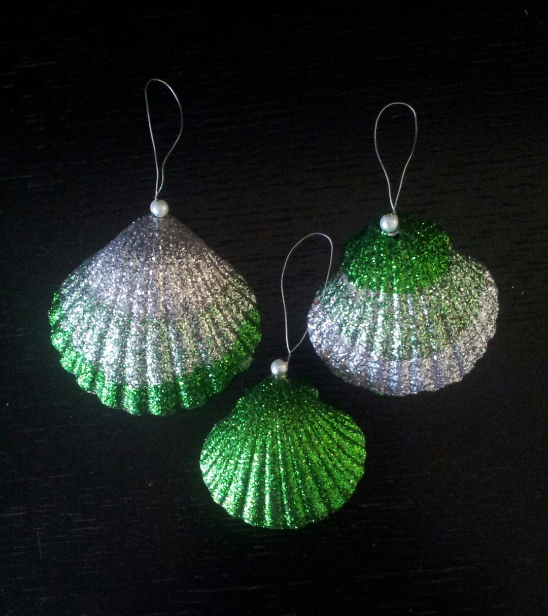 Seashell Christmas Ornament, Set of 3, Seashell Christmas Tree Ornament