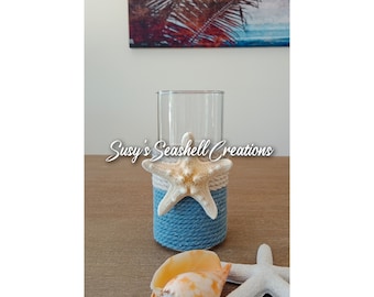 Starfish - Glass Vase  - Starfish Candle Holder - Starfish Jar -  Nautical Decor - Beach Decor - Beach House Decor - Beach Vase