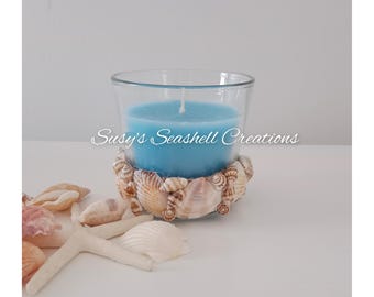 Seashell Glass Votive Candle - Seashell Glass Candle Holder - Beach Decor - Nautical Decor - beach decor