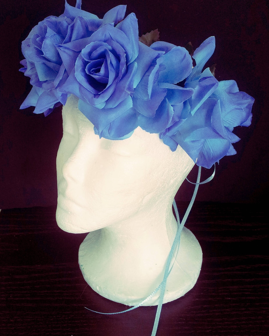 Blue Rose Flower Crown Rose Crown Blue Roses Crown Blue Etsy