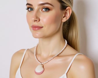 Puka Shell Choker Necklace, Puka and Scallop Necklace, Beach Necklace, Puka Choker, Puka Shell Jewelry, Shell Jewelry, Festival