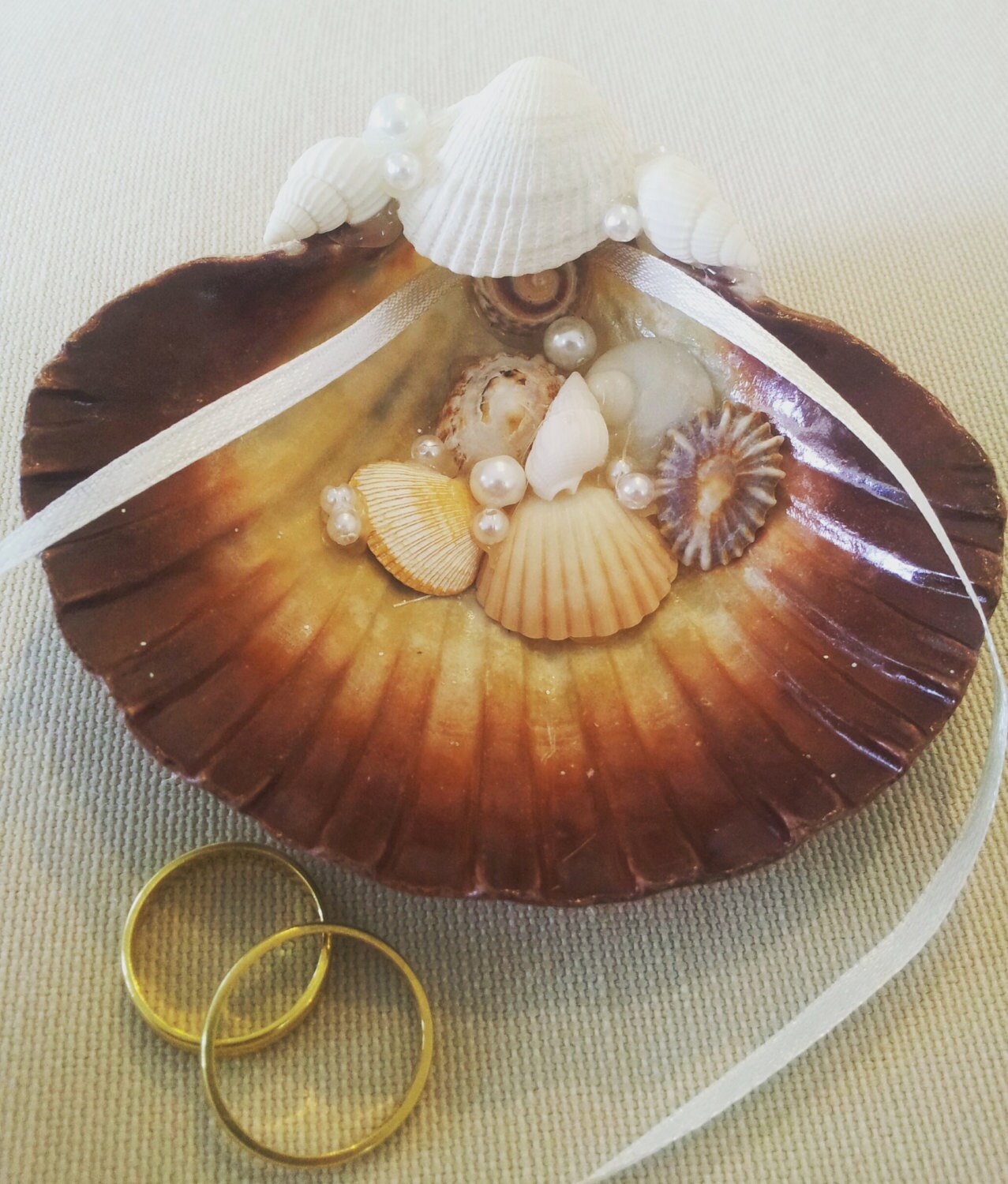 Shell ring holder Wedding Ring Holder Seashell Ring Bearer Etsy