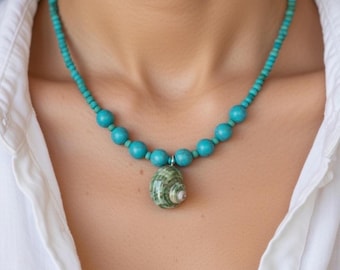 Scallop Shell Choker Necklace, Seed Bead and Scallop Shell Necklace, Gift for Her, Surf, Boho Beach Mermaid Necklace, Seashell Necklace