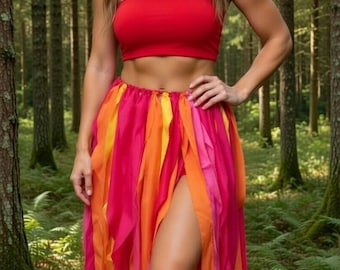 Fire Fairy Skirt, Fairy Skirt,  Fall Fairy Skirt, Autumn Fairy, Pixie Skirt, Forest Nymph Skirt, Woodland Costume, Fairy Costume,Elf Skirt