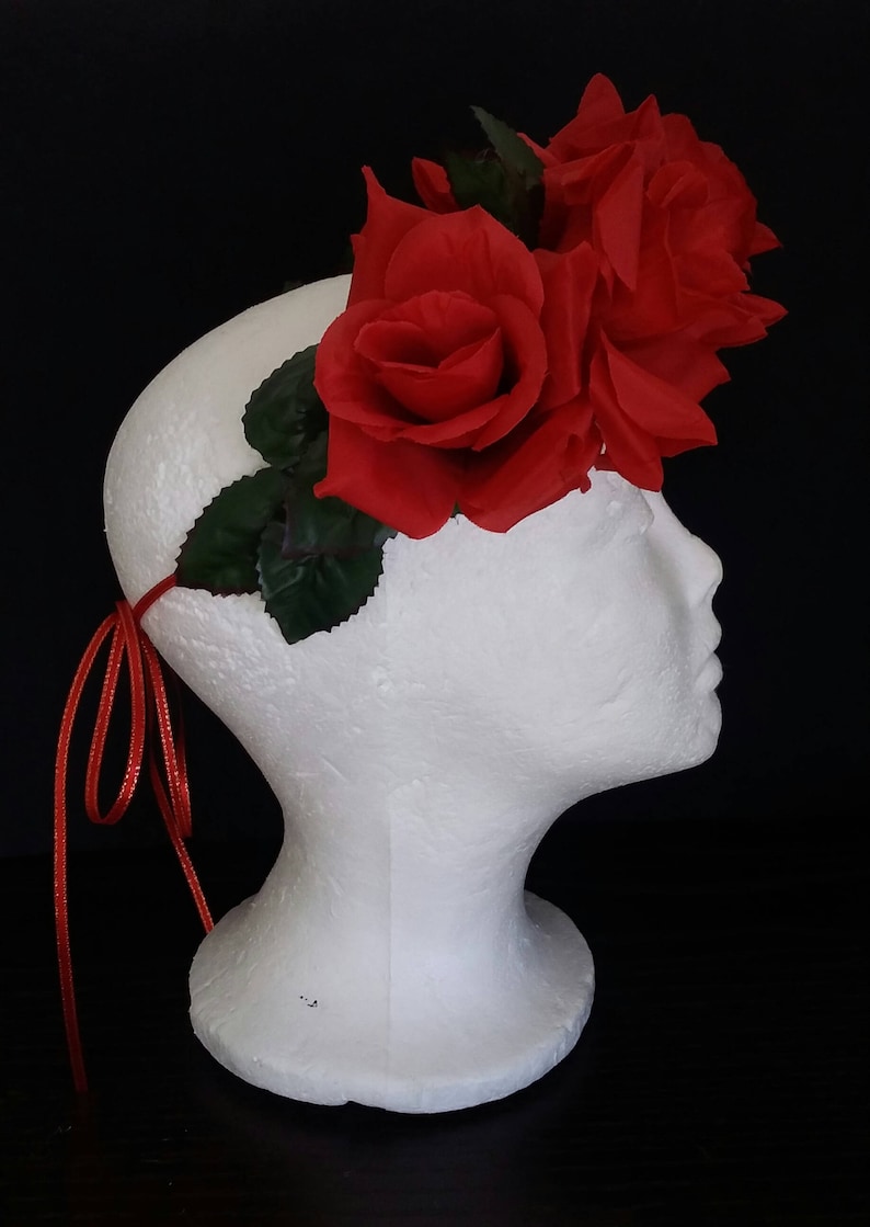day of the dead flower crown rose crown races crown photo prop red roses crown Red Rose flower crown festival crown red roses crown
