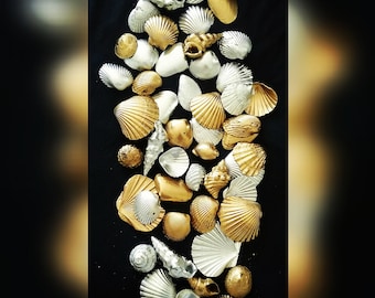 Wedding Table Decoration, Beach Wedding, Seashell Table Decor, Gold Seashells, Silver Seashells, Destination Wedding, Engagement Party Decor