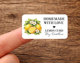 Personalised Jam Jar rectangular stickers Various Flavours. Lemon Curd, Strawberry Jam, Apricot  Home made jam labels, fruit preserve pots