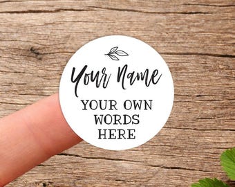 Personalised Jam Jar Lid stickers - customised with your own name and flavour. Simple leaf rustic design. Any text or words