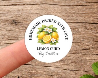 Personalised Jam Jar Lid stickers - Lemon Curd, orange marmalade, gooseberry or damson. Home made with love labels for fruit preserve pots