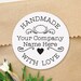 CUSTOMISED HANDMADE WITH love stickers, labels hearts, swirls, business, craft, personalised, bespoke, custom your company name custom R3