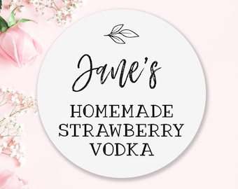 CUSTOMISED SLOE GIN stickers, labels for business, home made personalised with your name, bespoke, floral leaf design A12