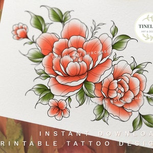98-00013 resting rose tattoo stencil - iStencils