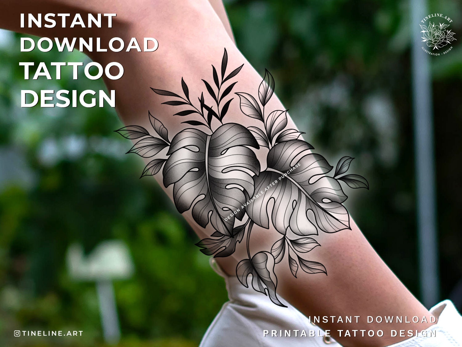 tattoo stencil of a monstera deliciosa leaf | Stable Diffusion | OpenArt